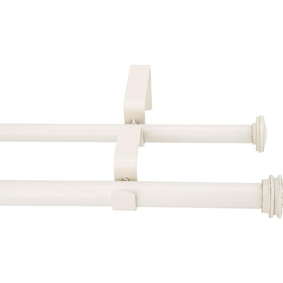 eTeckram 5/8" Double Curtain Rod with Nerveux Finials,Weathered White,28‘’-48‘’