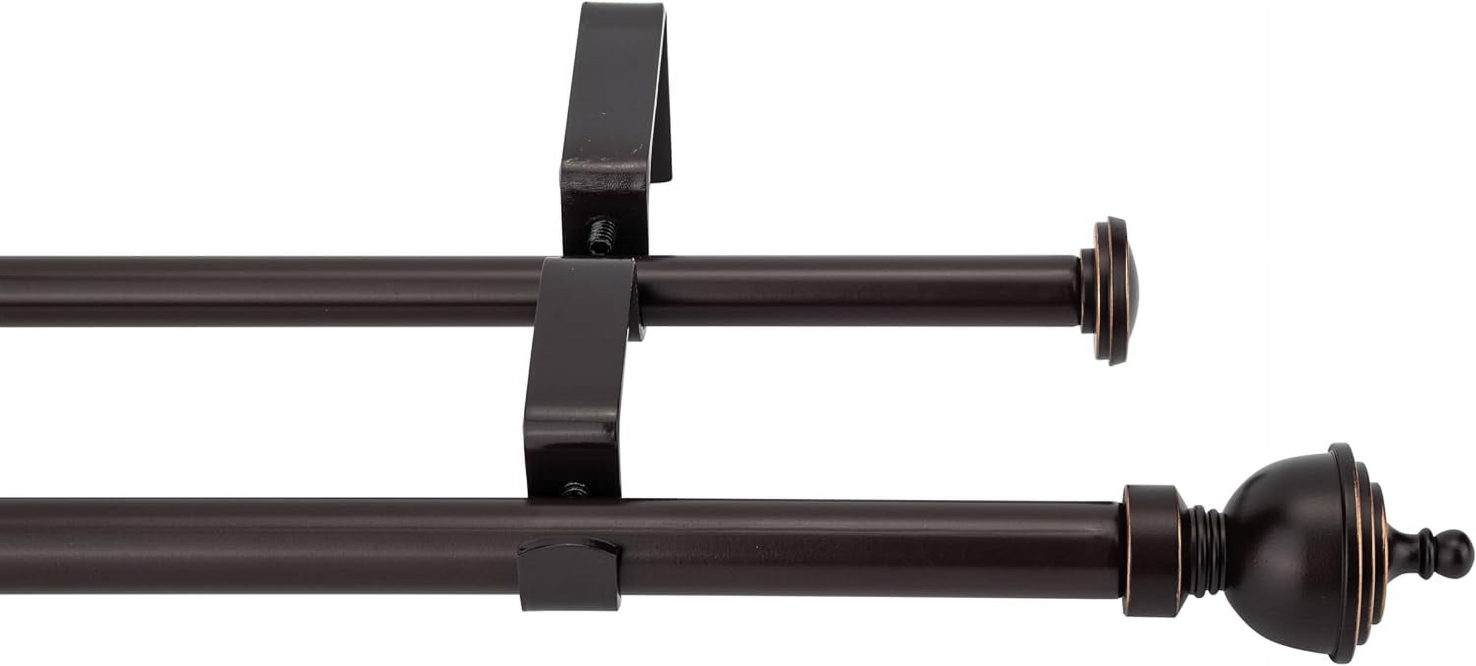 eTeckram 5/8" Double Curtain Rod with Royale Finials,Bronze Gold,48‘’-84‘’