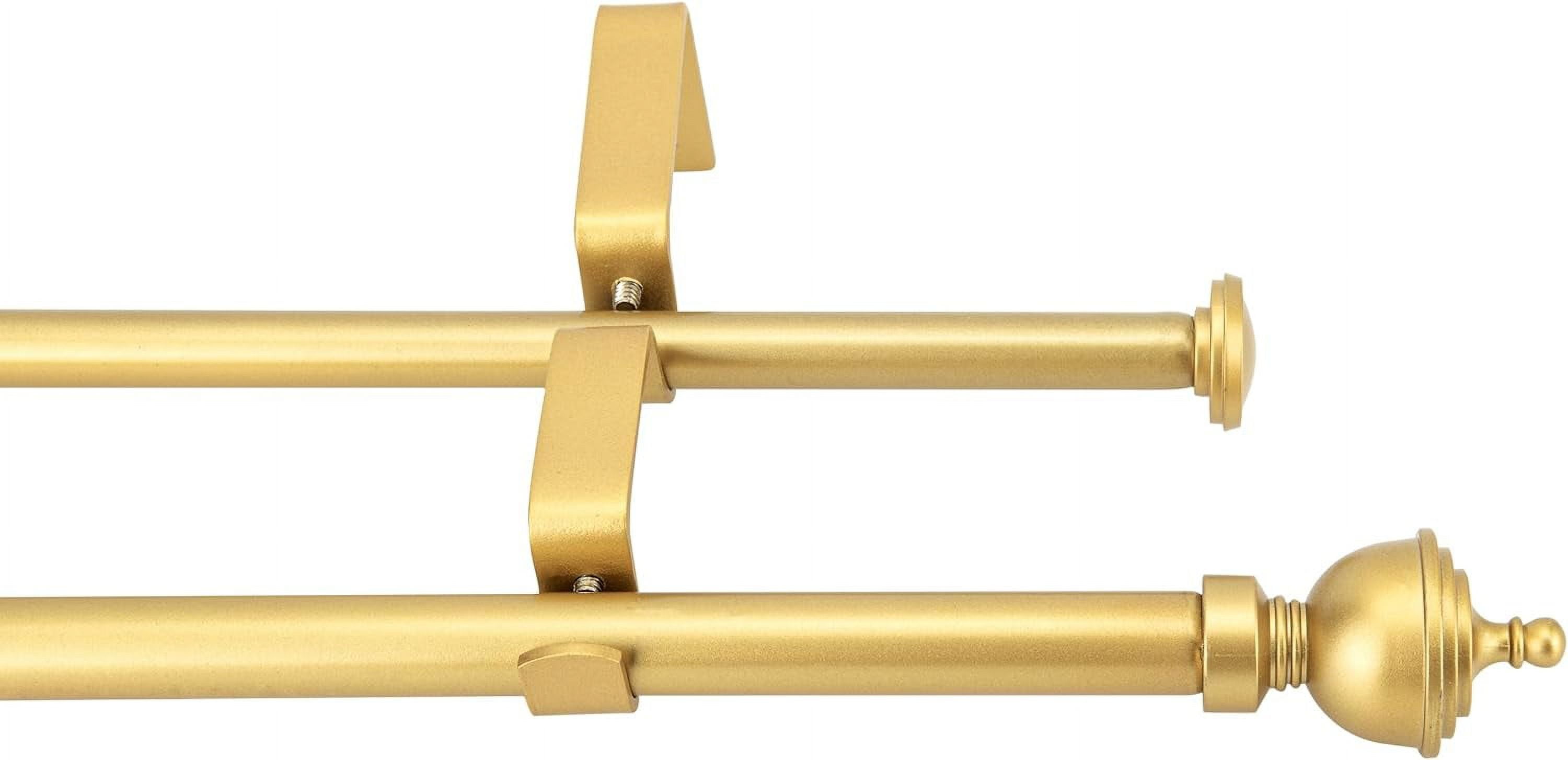 eTeckram 5/8" Double Curtain Rod with Royale Finials,Gold,28‘’-48‘’