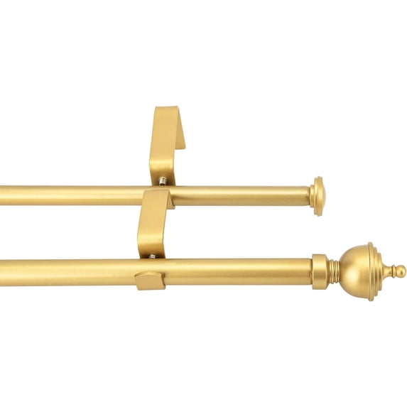 eTeckram 5/8" Double Curtain Rod with Royale Finials,Gold,28‘’-48‘’
