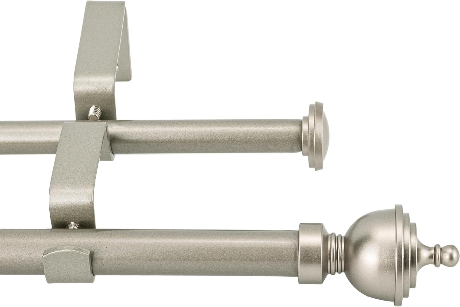 eTeckram 5/8" Double Curtain Rod with Royale Finials,Pewter,84‘’-120‘’