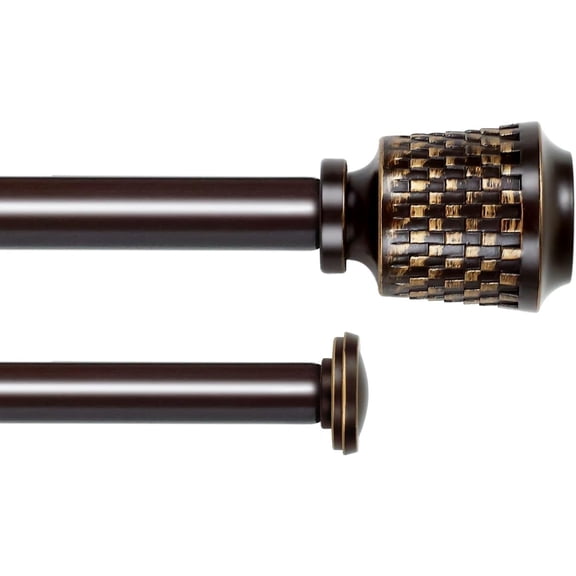 eTeckram 5/8" Double Curtain Rod with Vieve Finials,Bronze Gold,28‘’-48‘’