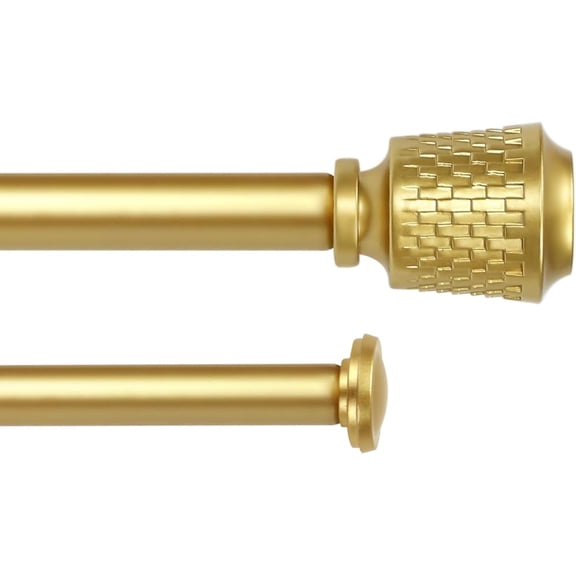 eTeckram 5/8" Double Curtain Rod with Vieve Finials,Gold,28‘’-48‘’