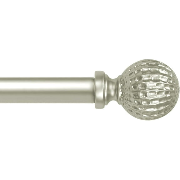 eTeckram 5/8" Single Curtain Rod with Balle Finials,Pewter,28‘’-48‘’