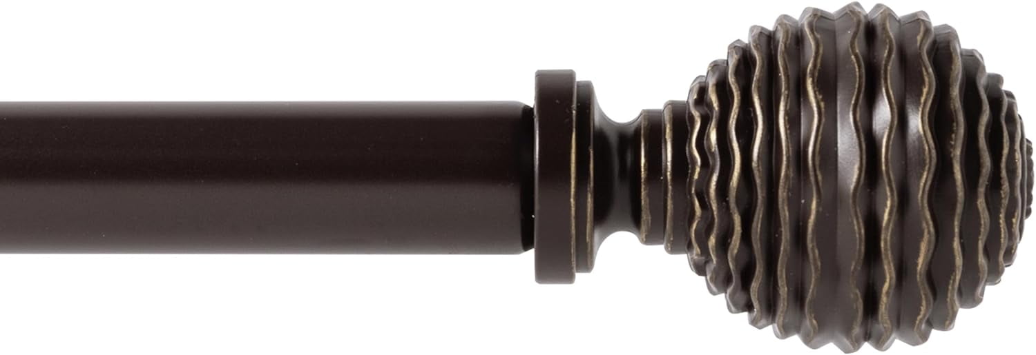 eTeckram 5/8" Single Curtain Rod with Boule Finials,Bronze Gold,28‘’-48‘’