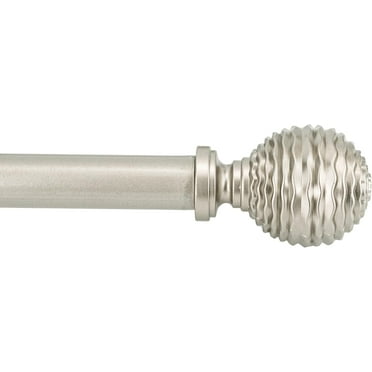 eTeckram 5/8" Single Curtain Rod with Boule Finials,Pewter,28‘’-48‘’