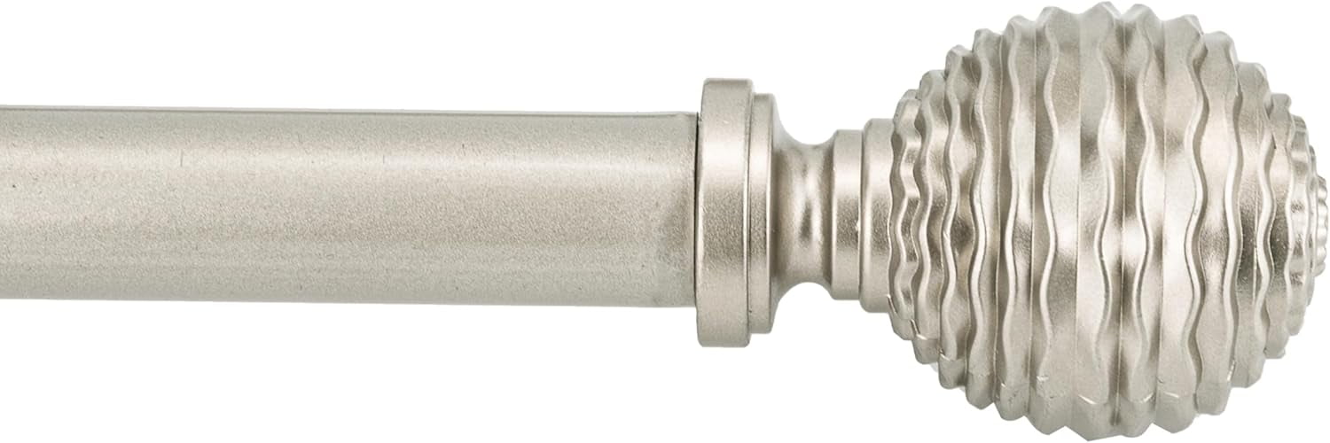 eTeckram 5/8" Single Curtain Rod with Boule Finials,Pewter,84‘’-120‘’