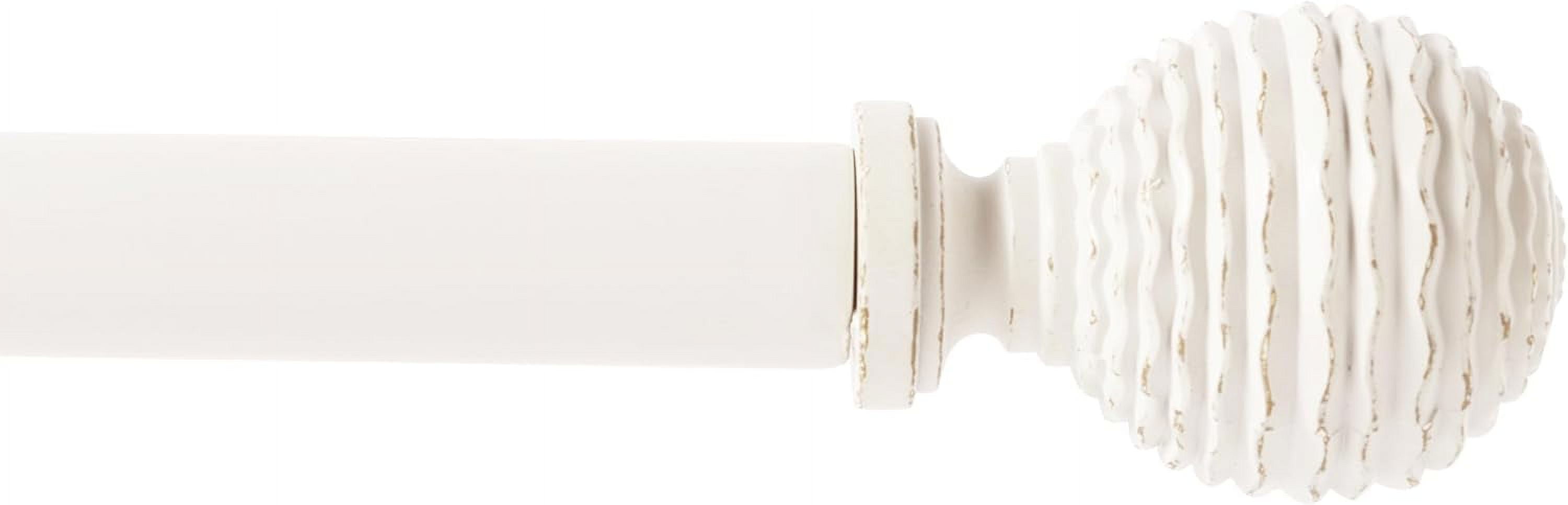 eTeckram 5/8" Single Curtain Rod with Boule Finials,Weathered White,28‘’-48‘’