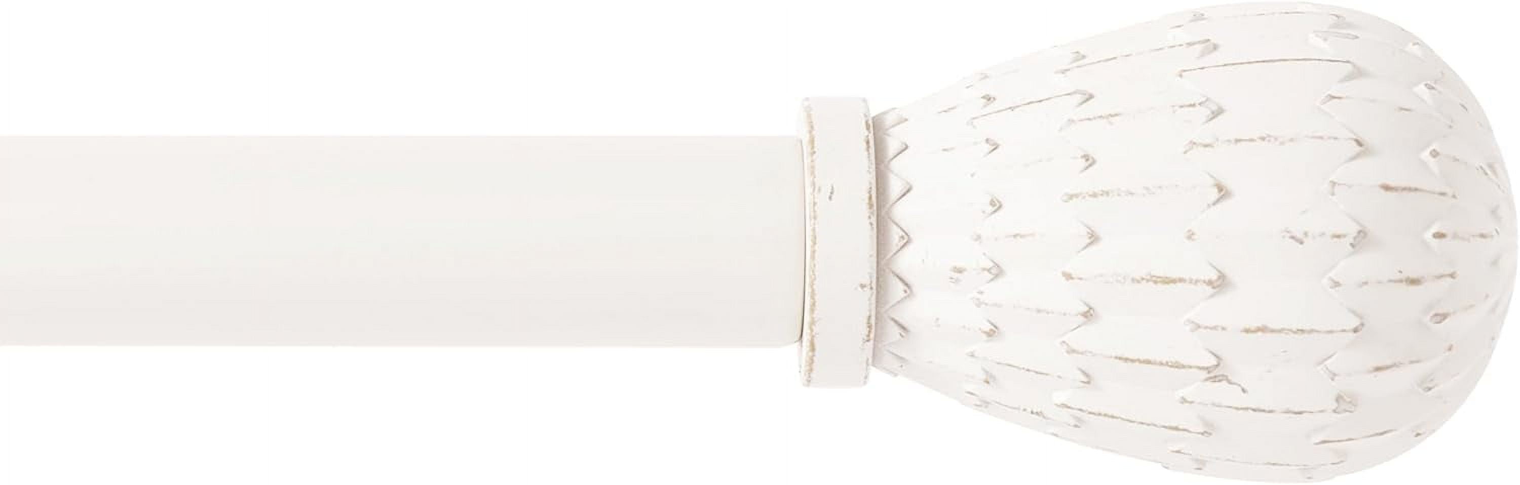 eTeckram 5/8" Single Curtain Rod with Brun Finials,Weathered White,28‘’-48‘’