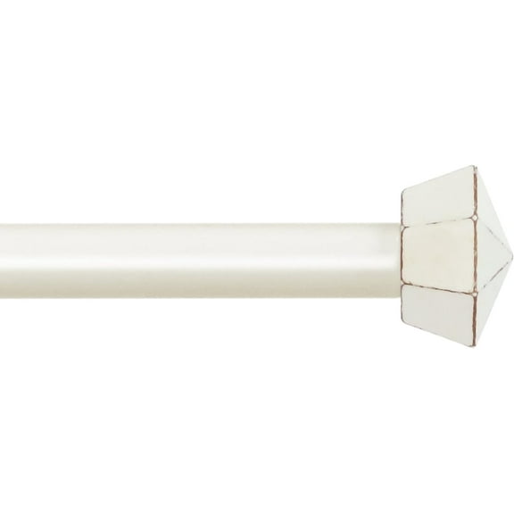 eTeckram 5/8" Single Curtain Rod with Chiodo Finials,Weathered White,28‘’-48‘’