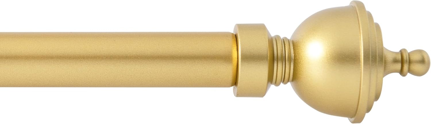 eTeckram 5/8" Single Curtain Rod with Royale Finials,Gold,48‘’-84‘’