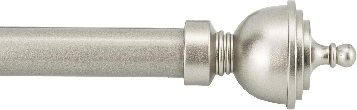 eTeckram 5/8" Single Curtain Rod with Royale Finials,Pewter,48‘’-84‘’