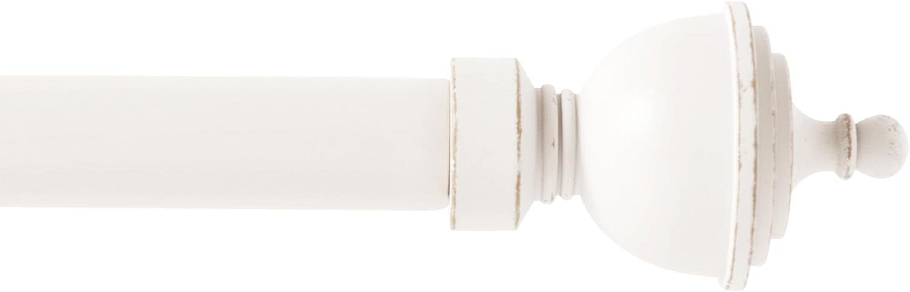 eTeckram 5/8" Single Curtain Rod with Royale Finials,Weathered White,84‘’-120‘’