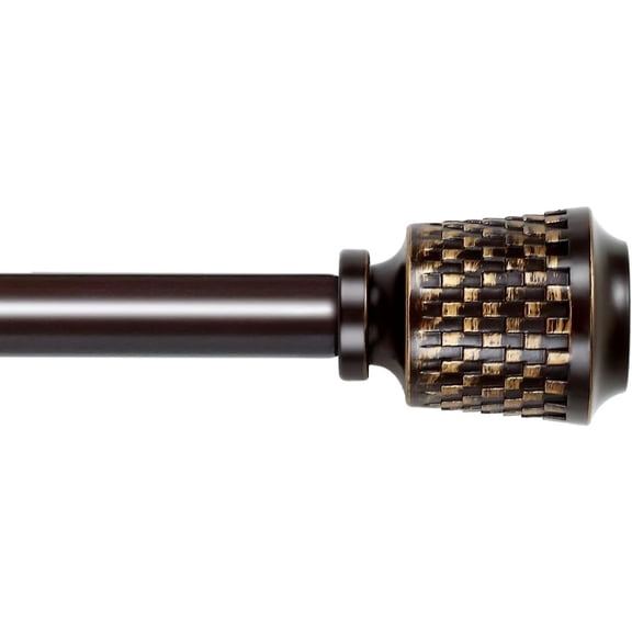 eTeckram 5/8" Single Curtain Rod with Vieve Finials,Bronze Gold,48‘’-84‘’