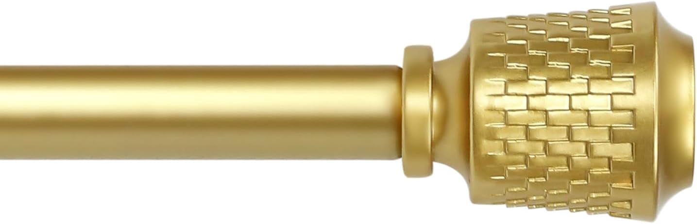 eTeckram 5/8" Single Curtain Rod with Vieve Finials,Gold,84‘’-120‘’