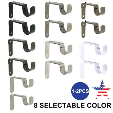 eTeckram Long Adjustable Solid Zinc Curtain Rod Bracket Wall Holder, Fits to 1", 1-1/8", and 1-1/4" Rod, 2 Pieces -Matte Black