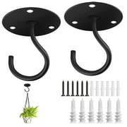 eTzone 2pcs Wall Mount Ceiling Hooks, Hangers for Plant Hooks,Bird Feeders, Lanterns (Black)