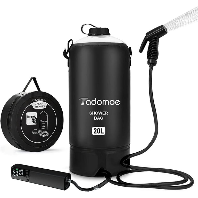 Dinfu 5 Gallons 20L Solar Camping Shower Portable Solar Rechargeable Pump for Outdoor Walmart