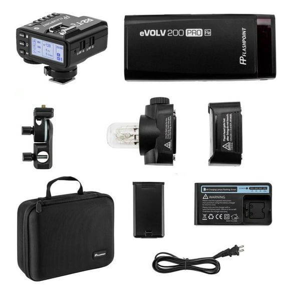 Flashpoint eVOLV 200 Pro TTL Pocket Flash Kit - Godox AD200 Pro + Flashpoint R2 Mark II ETTL 2.4 GHz Wireless Flash Trigger for Fuji (Godox X2)