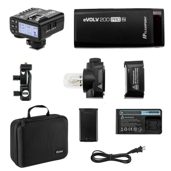 Flashpoint eVOLV 200 Pro TTL Pocket Flash Kit - Godox AD200 Pro + Flashpoint R2 Mark II ETTL 2.4 GHz Wireless Flash Trigger for Olympus and Panasonic (Godox X2)