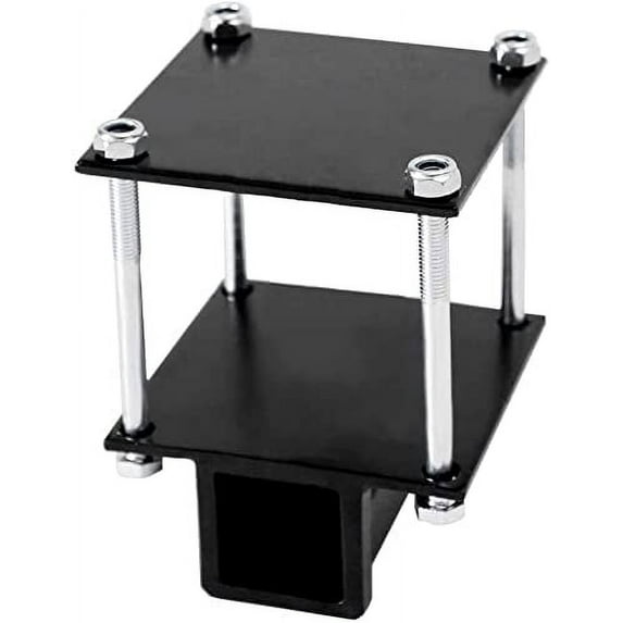 eVerHITCH 4" RV Bumper Adapter 2'' Hitch Receiver Bike Rack Cargo with Stainless Steel Bolts (2" Hitch Receiver, Black)