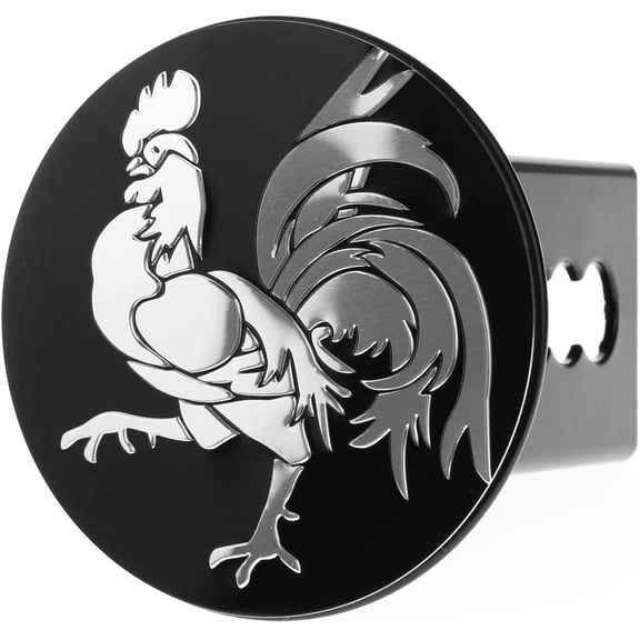 eVerHITCH Metal Embossed Emblem Trailer Hitch Cover (Fits 2" Receivers, Rooster Chrome)