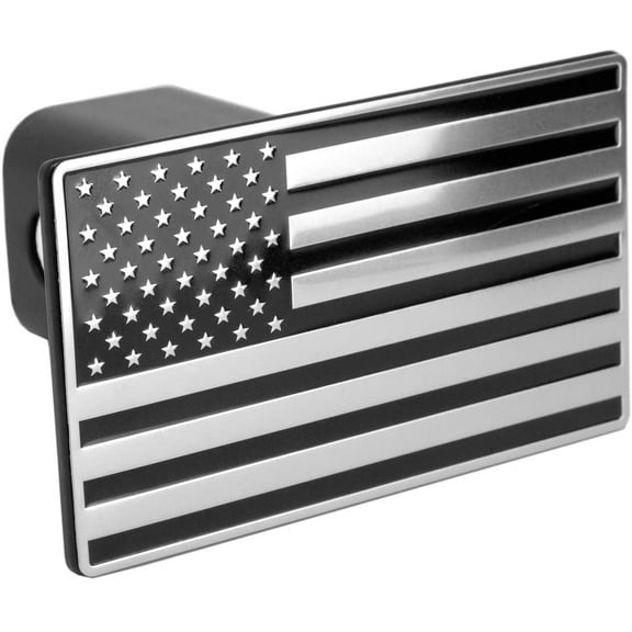 eVerHITCH US American Black & Chrome Flag Emblem Trailer Metal Hitch Cover Fits 2" Receivers
