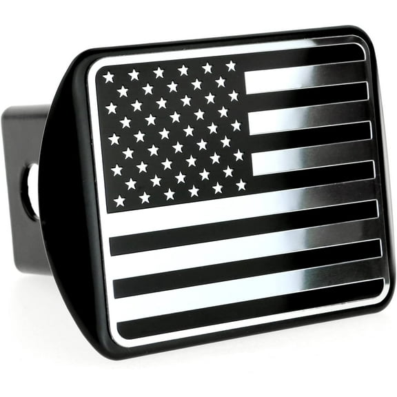 eVerHITCH USA US American Flag Stainless Steel Emblem on Metal Trailer Hitch Cover (Fits 2" Receivers, Black & Chrome)