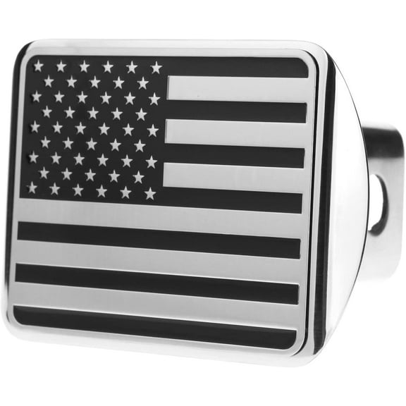 eVerHITCH USA US American Flag Stainless Steel Trailer Hitch Cover (Fits 2" Receivers, Black & Chrome)