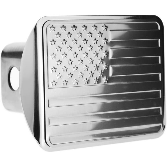 eVerHITCH USA US American Flag Stainless Steel Trailer Hitch Cover (Fits 2" Receivers, Polished Chrome)