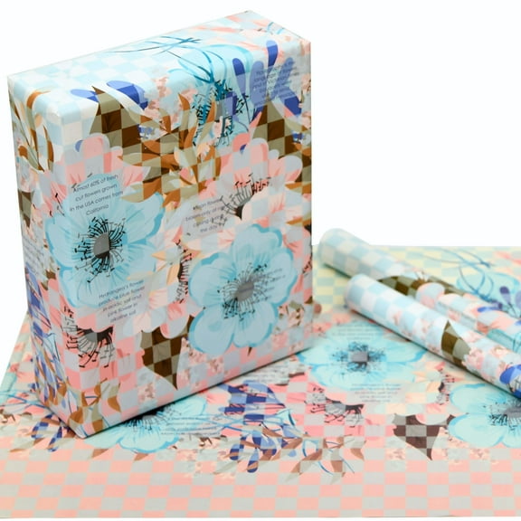 eVincE Pack of 25 Floral Pattern Wrapping Papers for All Occasions | For Him and Her Gifting ideas | Premium Paper for Christmas Diwali Office Favors | Flower Facts on Gift for fun reads