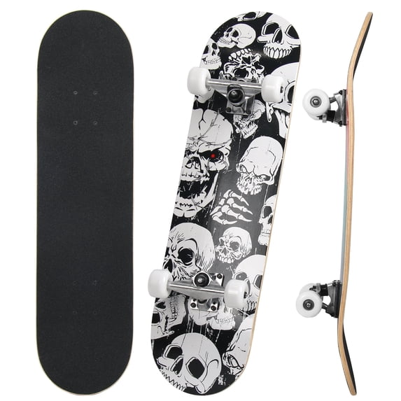 eVita 31 Inch Complete Skateboard with PU Wheels, Wood 7 Layer Canadian Maple Trick Board for Boys Girls Youth Teens Gift for Beginners