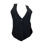 eVogues Plus Size Black Button Front Sleeveless Vest Top