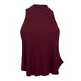 thumbnail image 1 of eVogues Plus Size Cropped Sleeveless Peephole Top Burgundy, 1 of 4