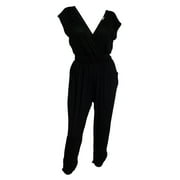 EVOGUES APPAREL eVogues Plus Size Deep V-Neck Jumpsuit Black