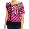 thumbnail image 1 of eVogues Plus Size Designer Print Off Shoulder Top Pink, 1 of 5
