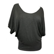 EVOGUES APPAREL eVogues Plus Size Dolman Sleeve Top Heather Gray
