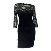 EVOGUES APPAREL eVogues Plus Size Floral Lace Long Sleeveless Dress Black