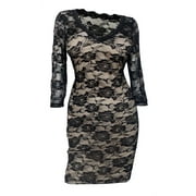 EVOGUES APPAREL eVogues Plus Size Floral Lace Long Sleeveless Dress Nude