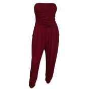 EVOGUES APPAREL eVogues Plus Size Jumpsuit Burgundy