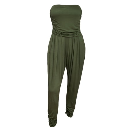 eVogues Plus Size Jumpsuit Olive
