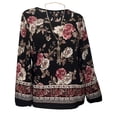 thumbnail image 1 of eVogues Plus Size Long Sleeve Top Black Floral Print, 1 of 5