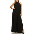 thumbnail image 1 of eVogues Plus Size Maxi Length Halter Jumpsuit Black, 1 of 6