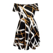 eVogues Plus Size Off The Shoulder Short Sleeve Flare Cocktail Skater Dress