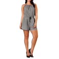 thumbnail image 1 of eVogues Plus Size Relaxed Fit Sleeveless Romper Patterned Gray, 1 of 7