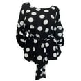 thumbnail image 1 of eVogues Plus Size Round Neck Chiffon Wrap Back Top Polka Dot Print Black, 1 of 5