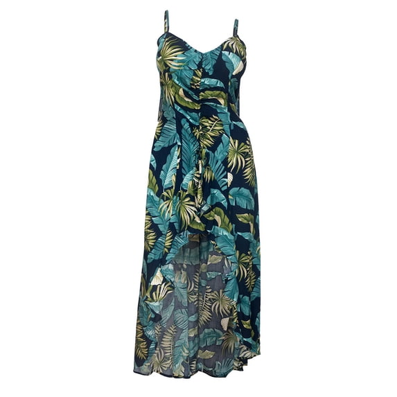 eVogues Plus Size Sleeveless High Low Dress Designer Print
