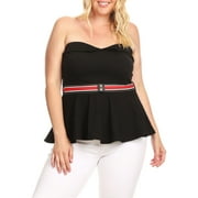 EVOGUES APPAREL eVogues Plus Size Strapless Peplum Sweetheart Top Black 18918