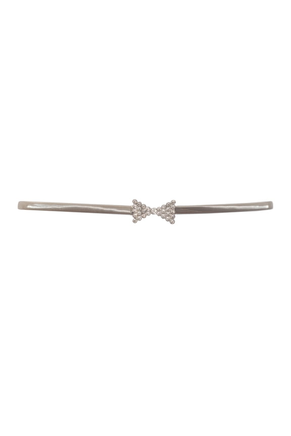eVogues Plus size Bow Pendant Buckle Metal Elastic Waist Belt Silver Tone
