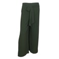 thumbnail image 1 of eVogues Plus size Chiffon Long Gaucho Chiffon Pants Olive, 1 of 3